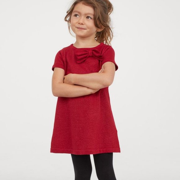H&M Glittery Red Knit Dress - Size 3/4T - Picture 2 of 5